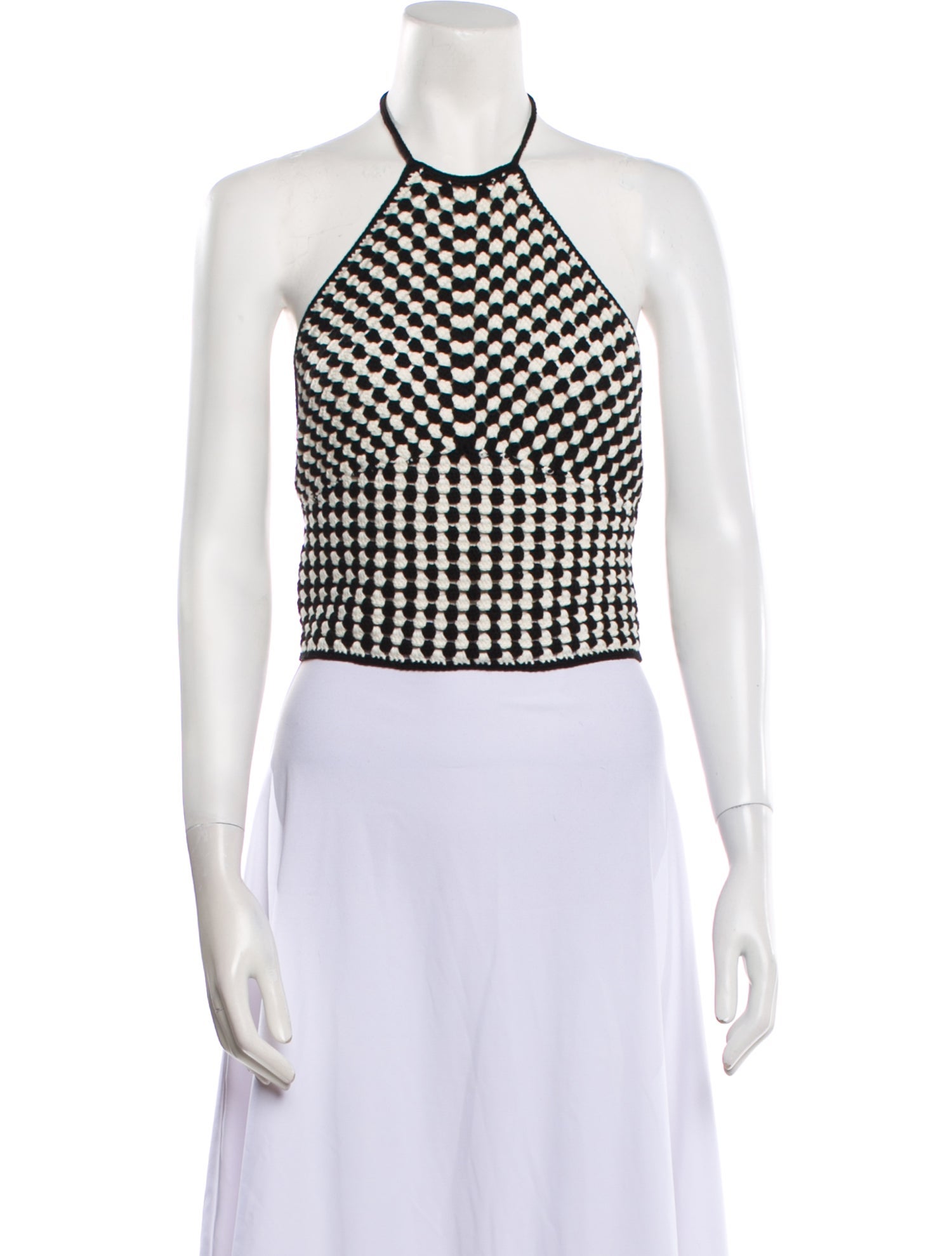 Musier Paris Plaid Print Halterneck Crop Top