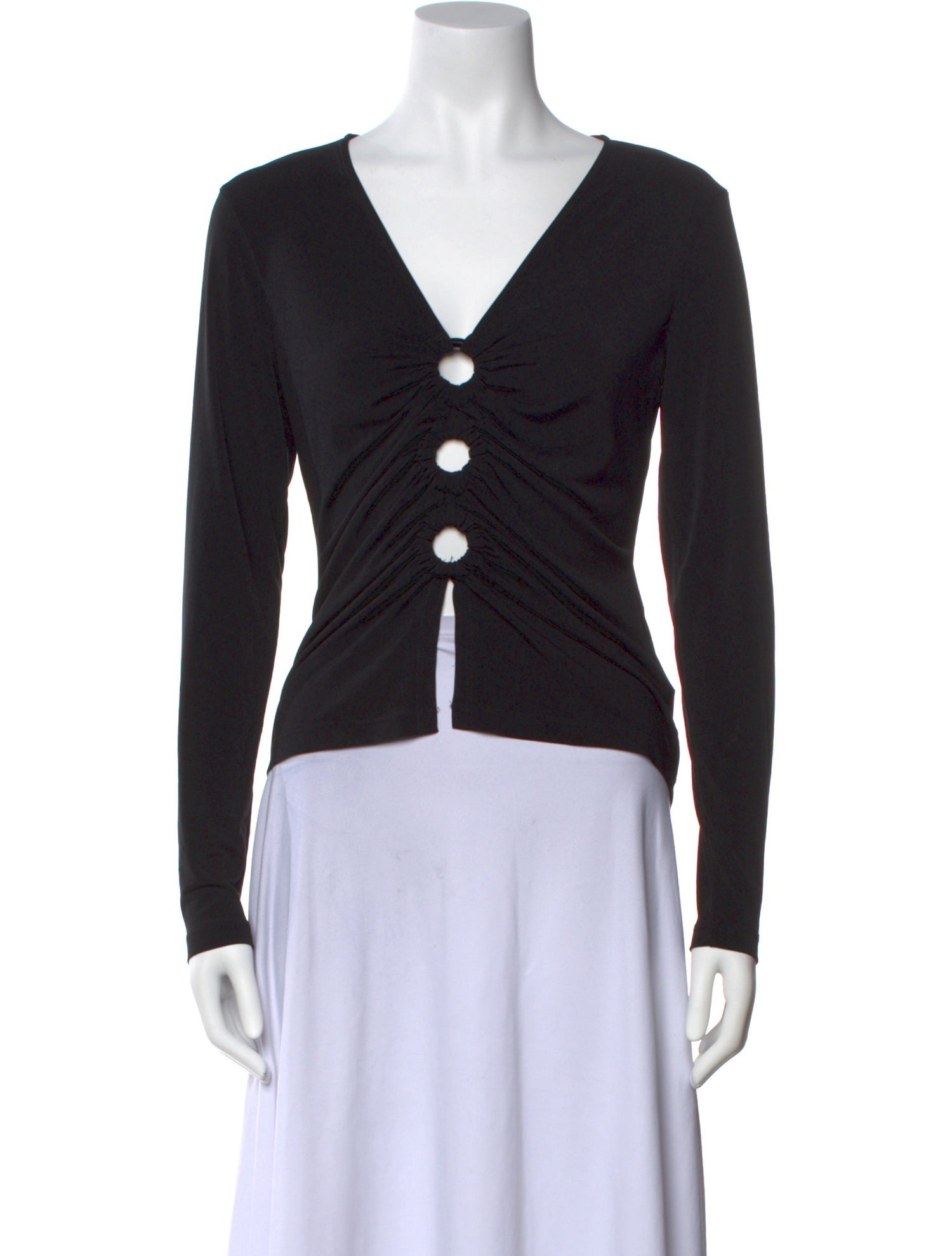 Musier Paris V-Neck Long Sleeve Crop Top