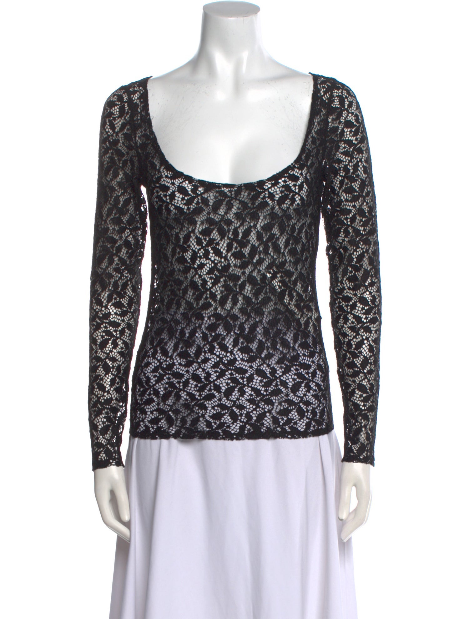 Musier Paris Lace Pattern Scoop Neck Top