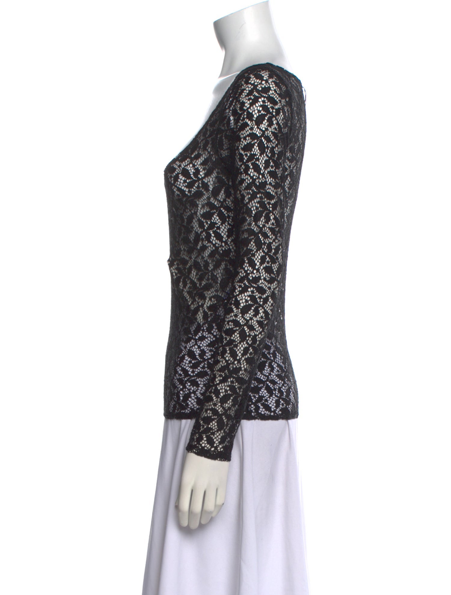 Musier Paris Lace Pattern Scoop Neck Top