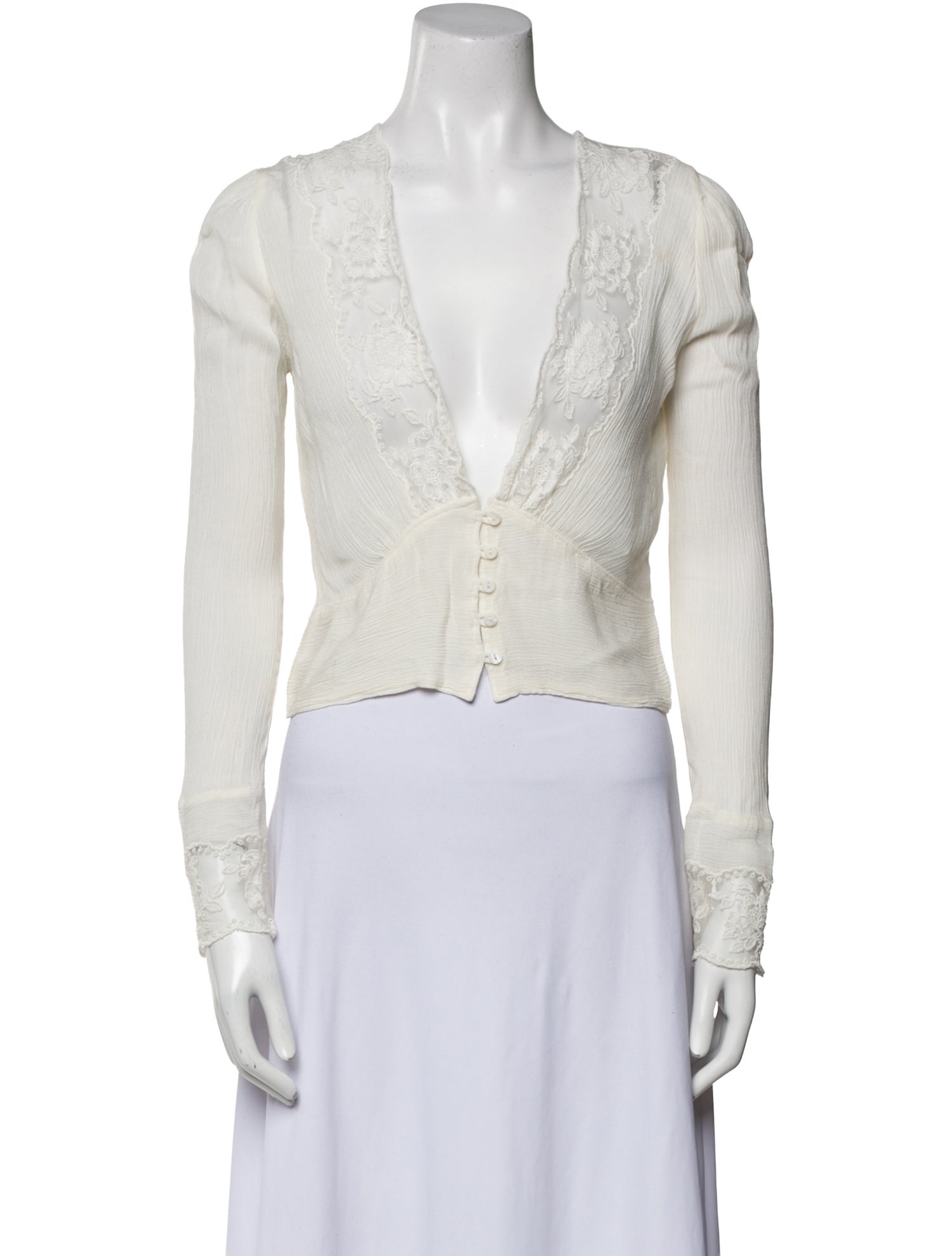 Musier Paris V-Neck Long Sleeve Crop Top w/ Tags