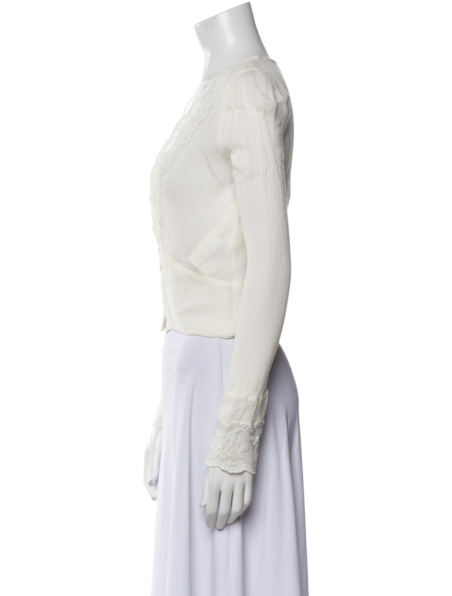 Musier Paris V-Neck Long Sleeve Crop Top w/ Tags