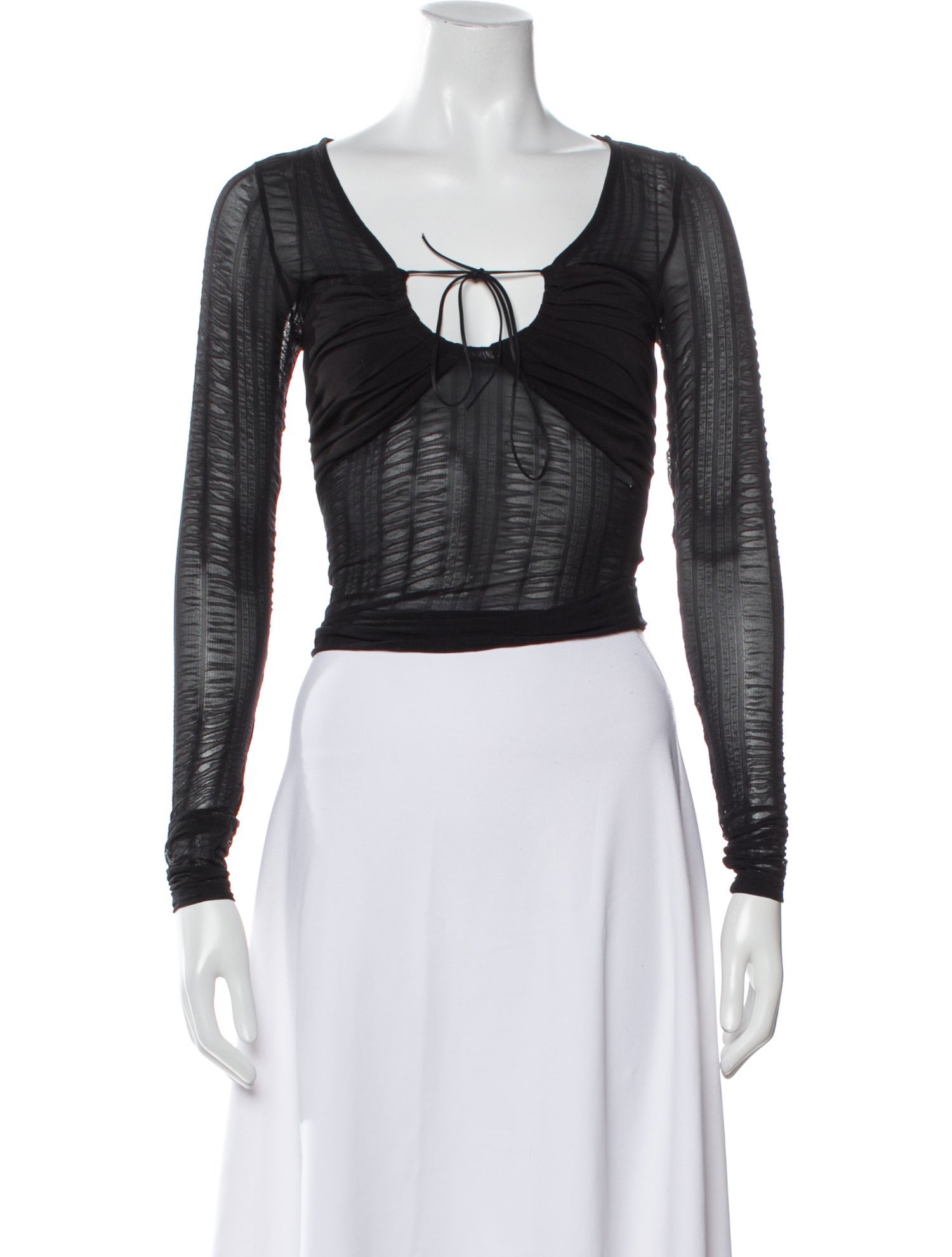 Musier Paris Scoop Neck Long Sleeve Crop Top