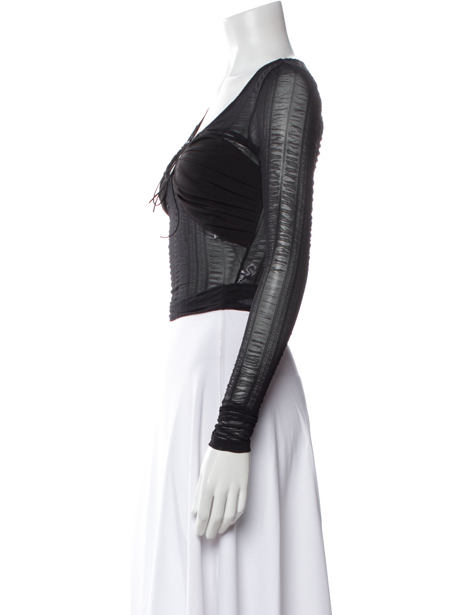 Musier Paris Scoop Neck Long Sleeve Crop Top