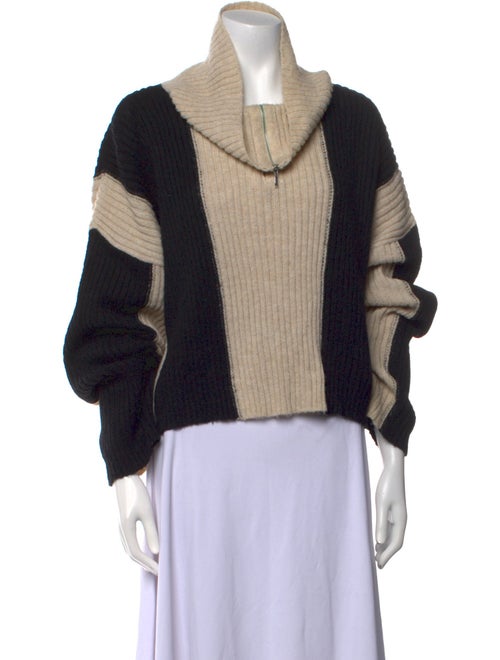 Musier Paris Colorblock Pattern Cowl Neck Sweater