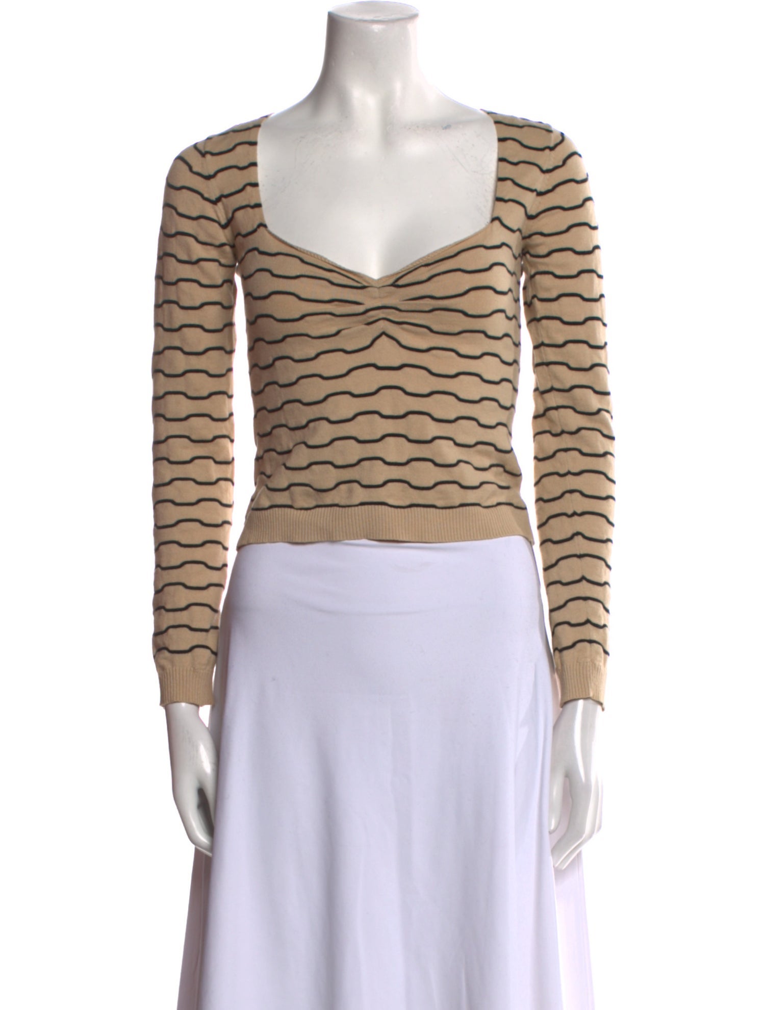 Musier Paris Striped V-Neck Crop Top