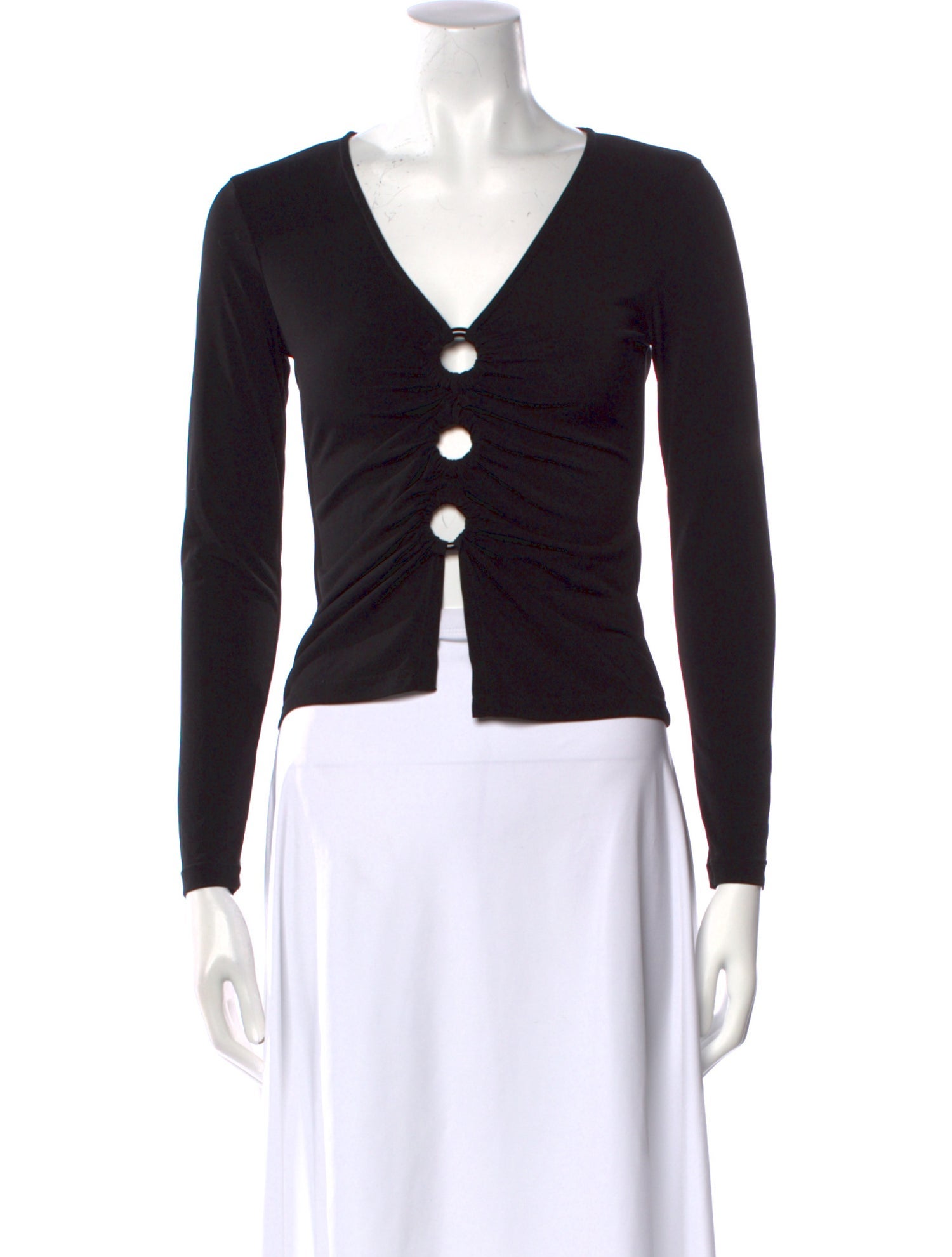 Musier Paris V-Neck Long Sleeve Crop Top