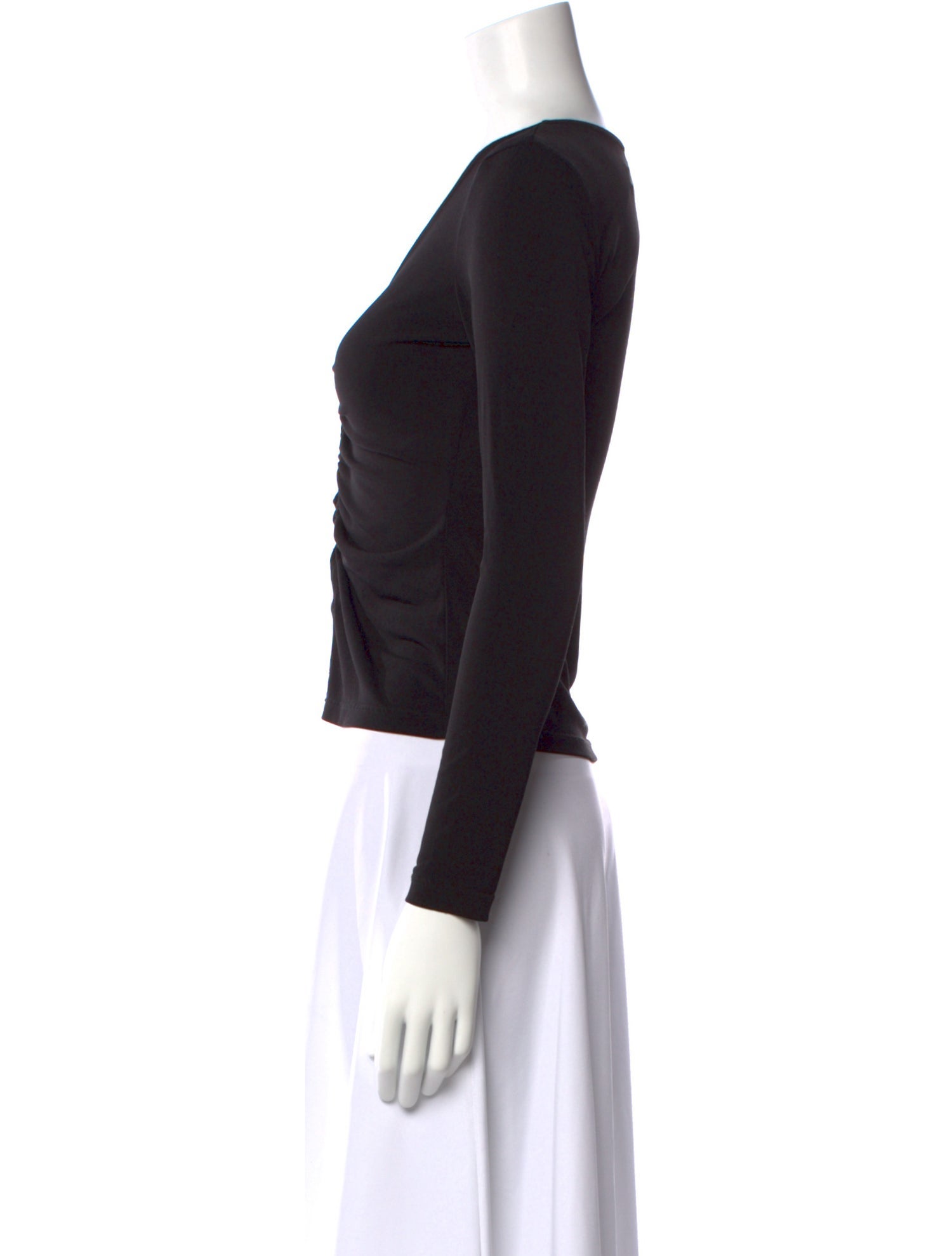 Musier Paris V-Neck Long Sleeve Crop Top