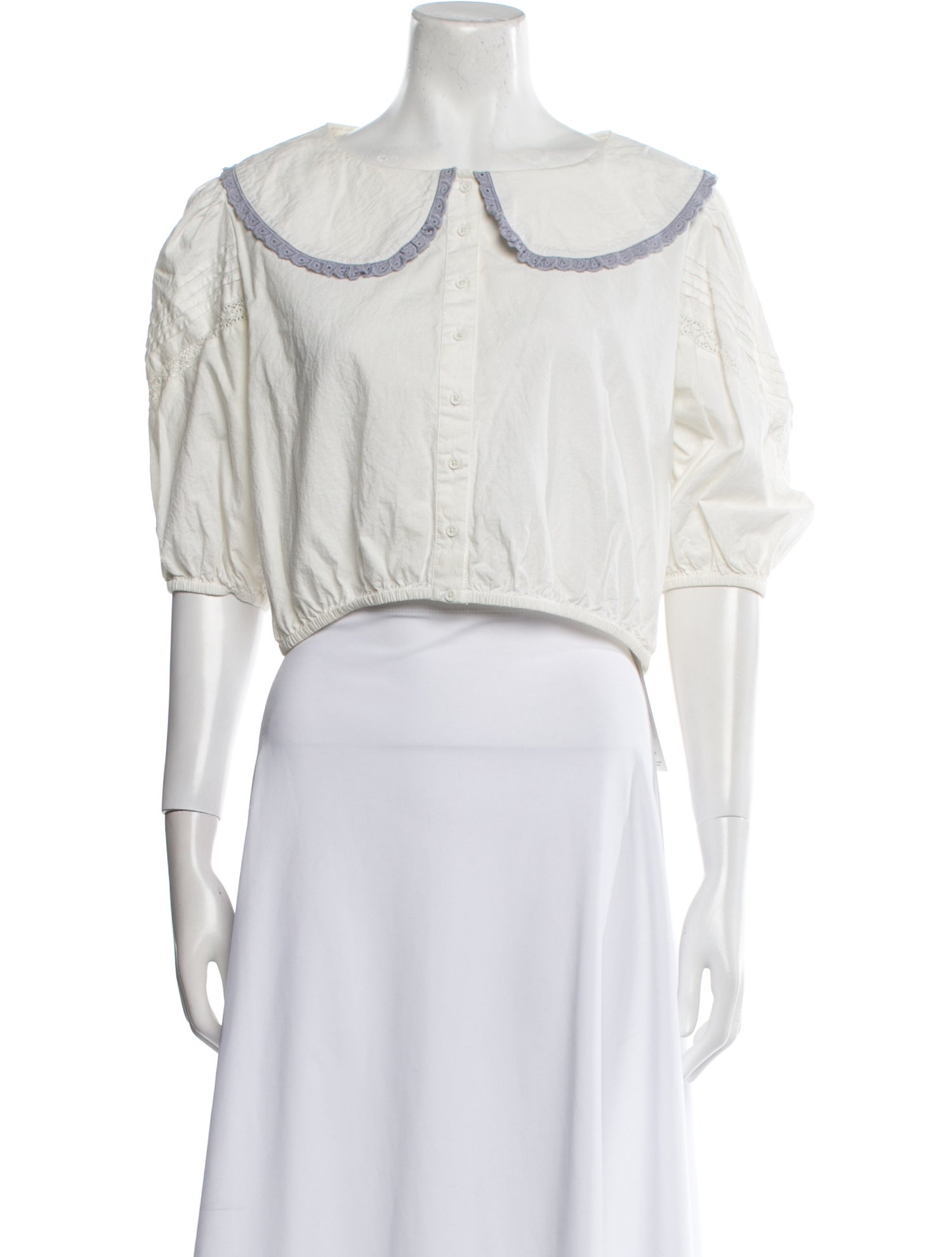 Musier Paris Off-The-Shoulder Three-Quarter Sleeve Crop Top