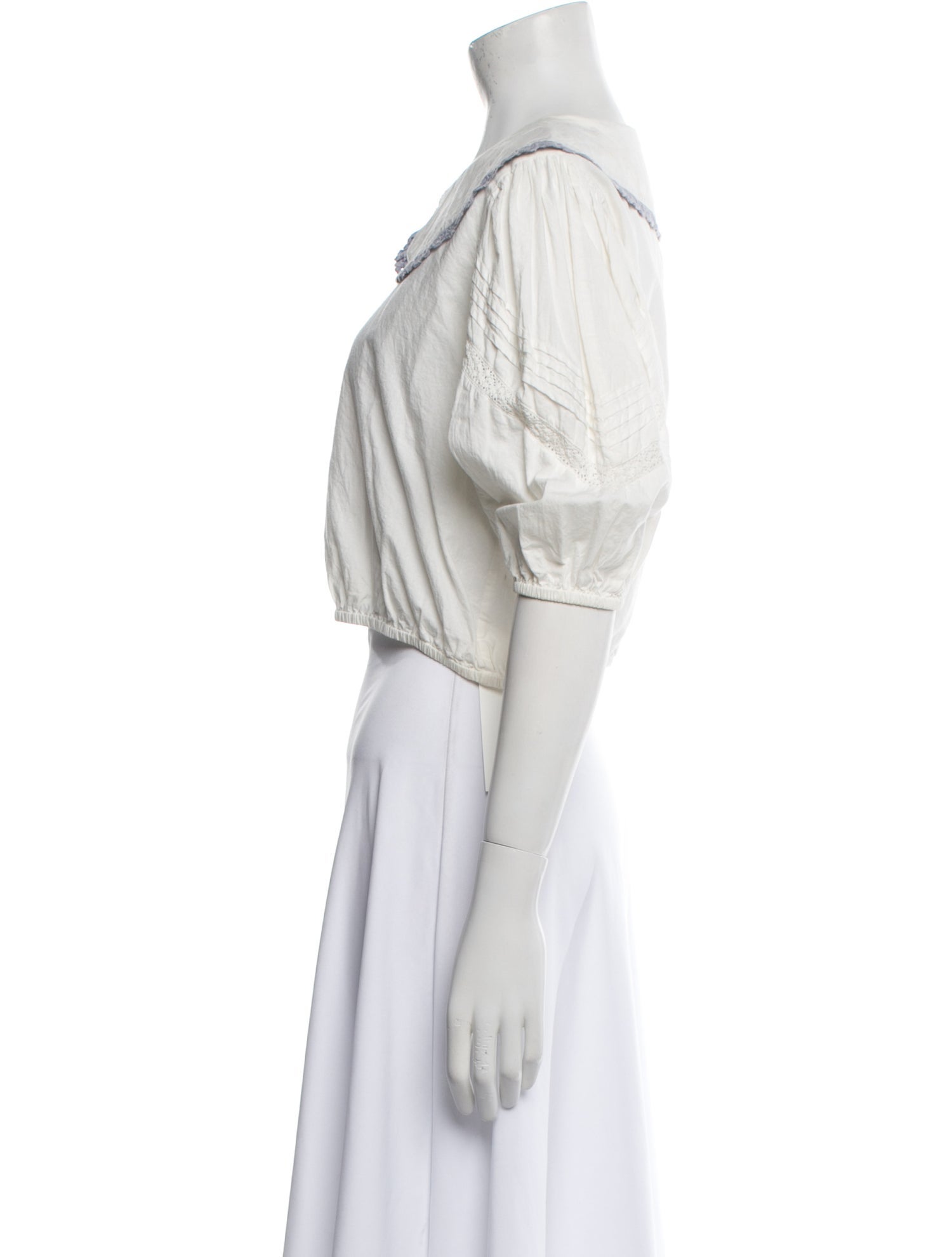 Musier Paris Off-The-Shoulder Three-Quarter Sleeve Crop Top