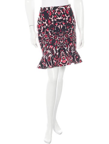 McQ by Alexander McQueen Abstract Print Flounced Skirt