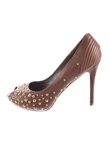 McQ by Alexander McQueen Studded Peep-Toe Pumps
