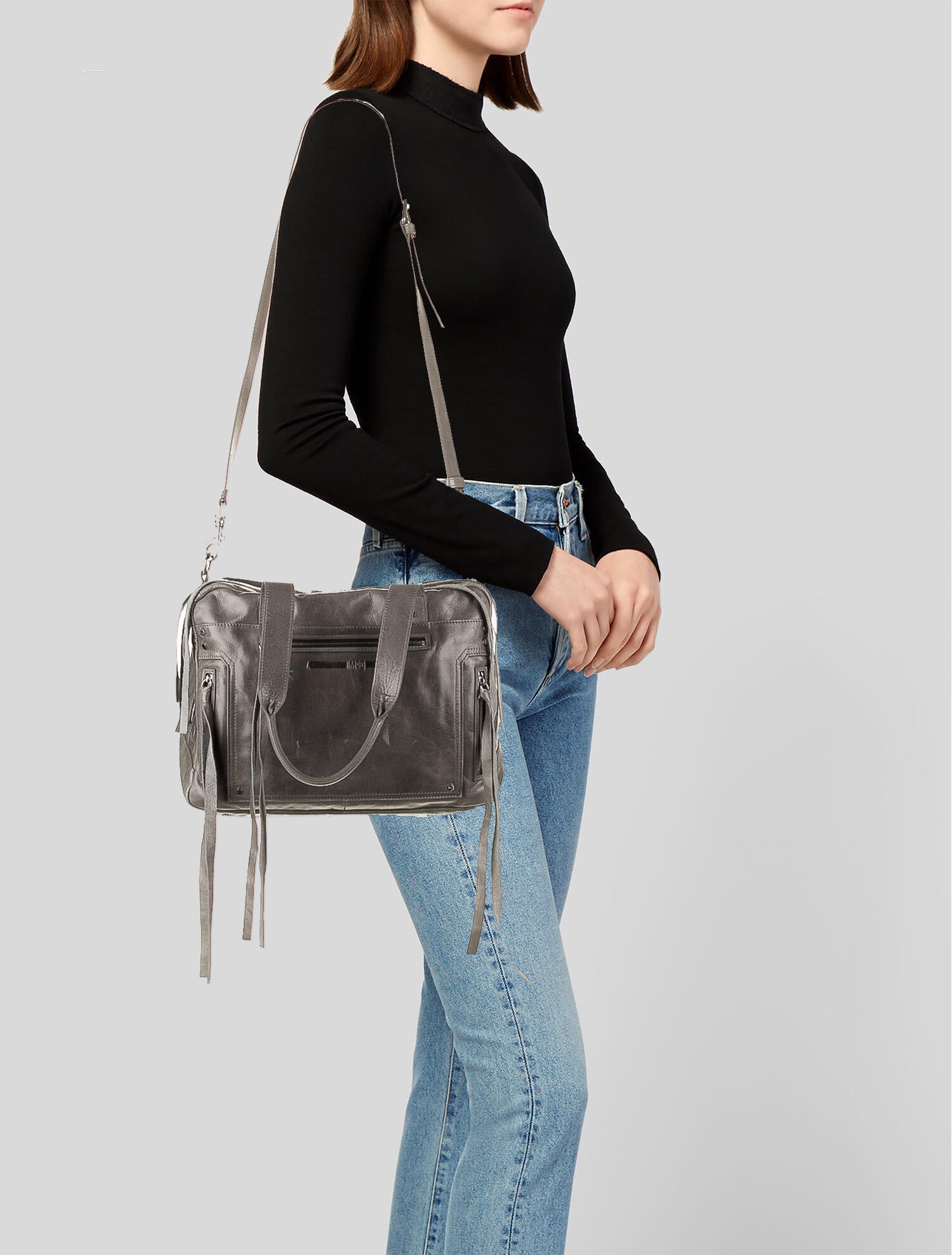 McQ Alexander McQueen Leather Loveless Duffle Bag - Grey Luggage