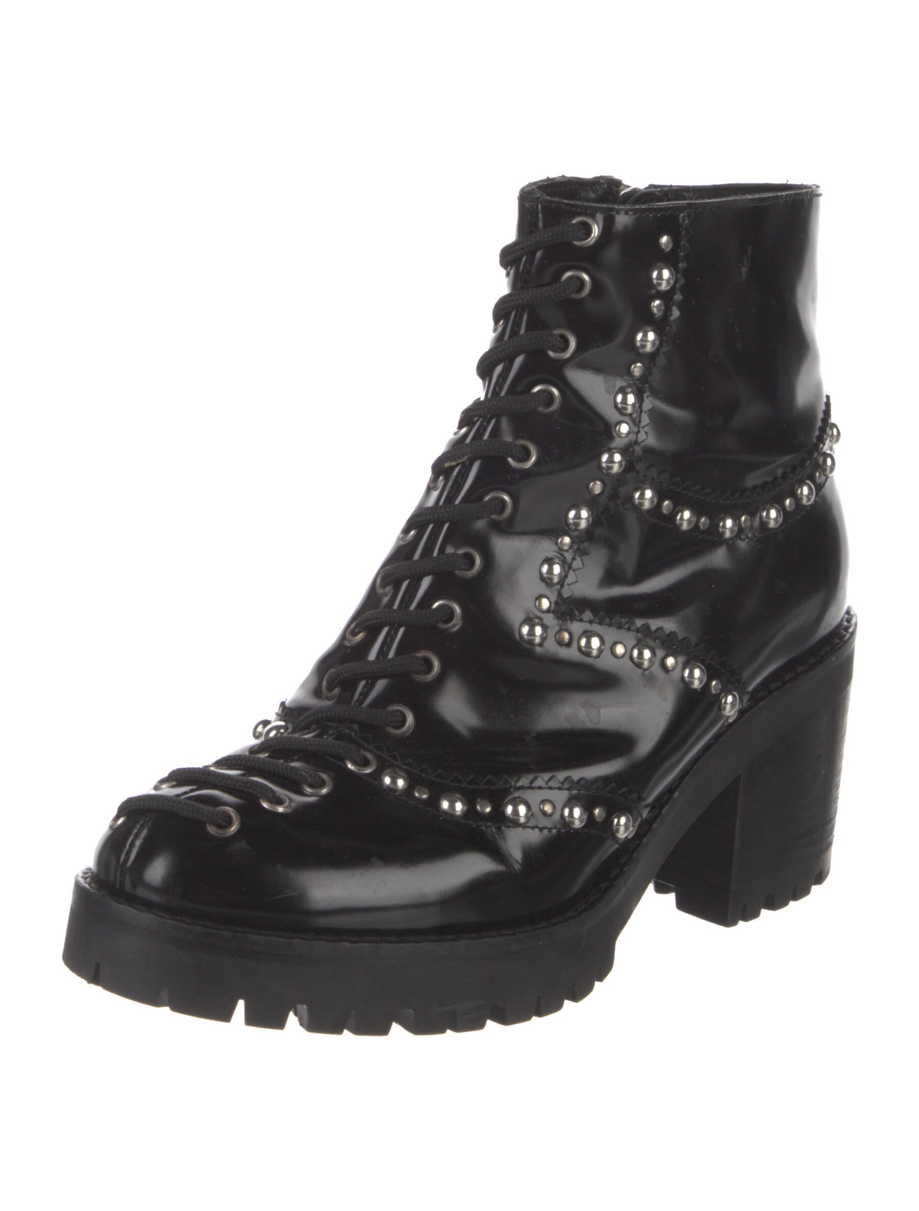McQ Alexander McQueen Leather Studded Accents Combat Boots