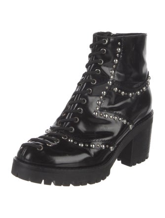 McQ Alexander McQueen Leather Studded Accents Combat Boots