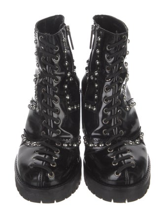 McQ Alexander McQueen Leather Studded Accents Combat Boots