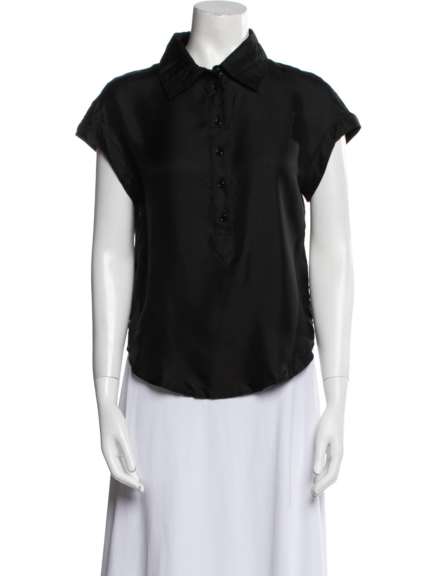 McQ Alexander McQueen Silk Short Sleeve Button-Up Top