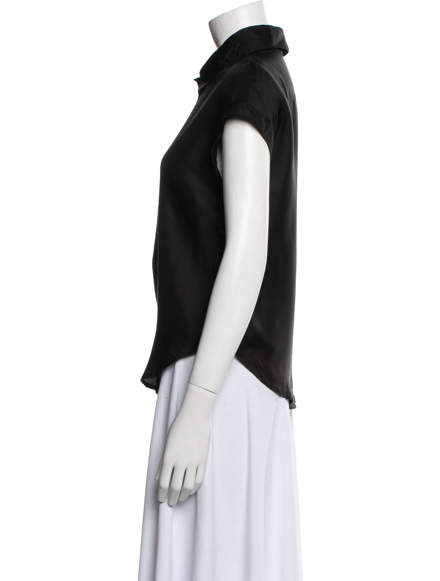 McQ Alexander McQueen Silk Short Sleeve Button-Up Top