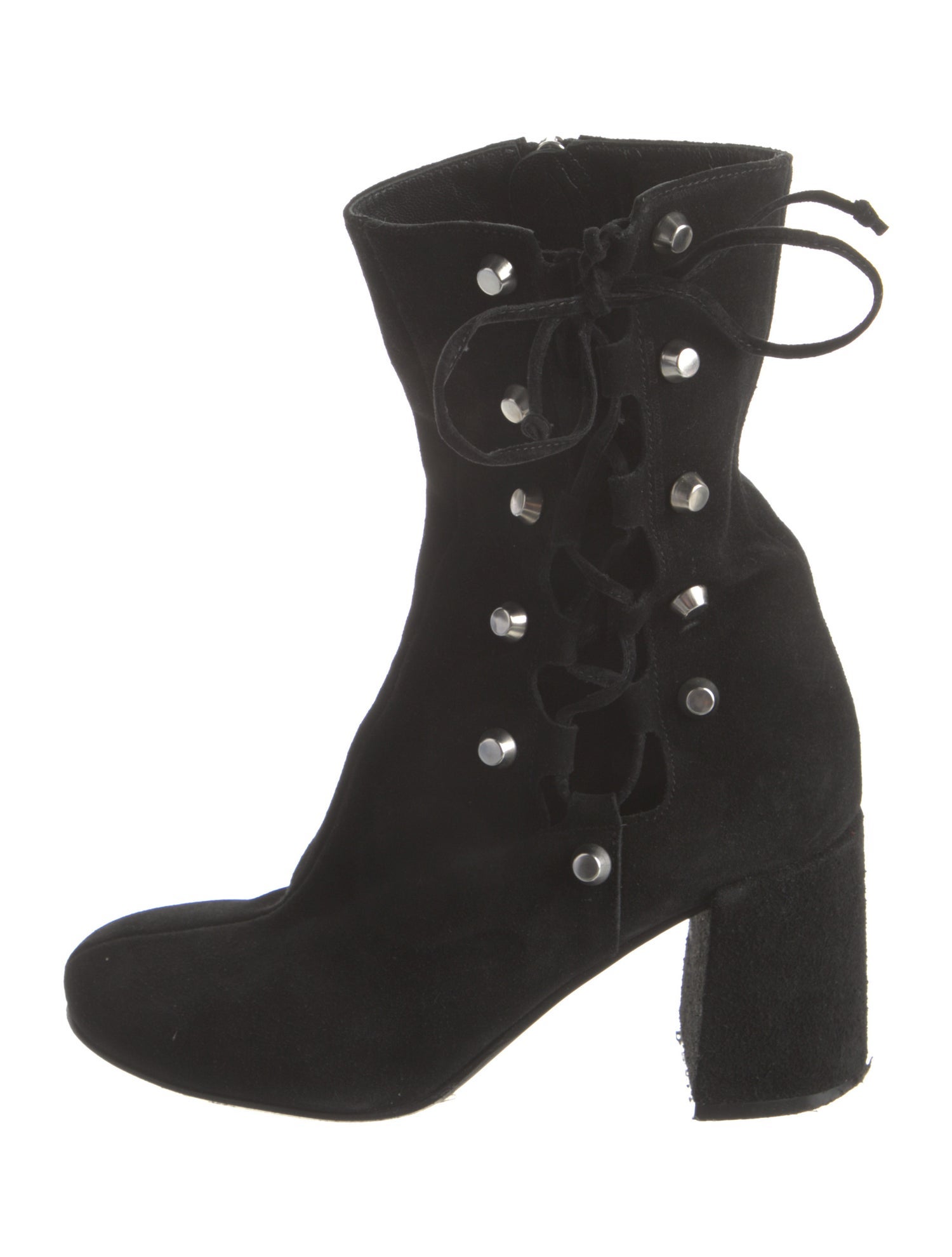 McQ Alexander McQueen Suede Studded Accents Lace-Up Boots