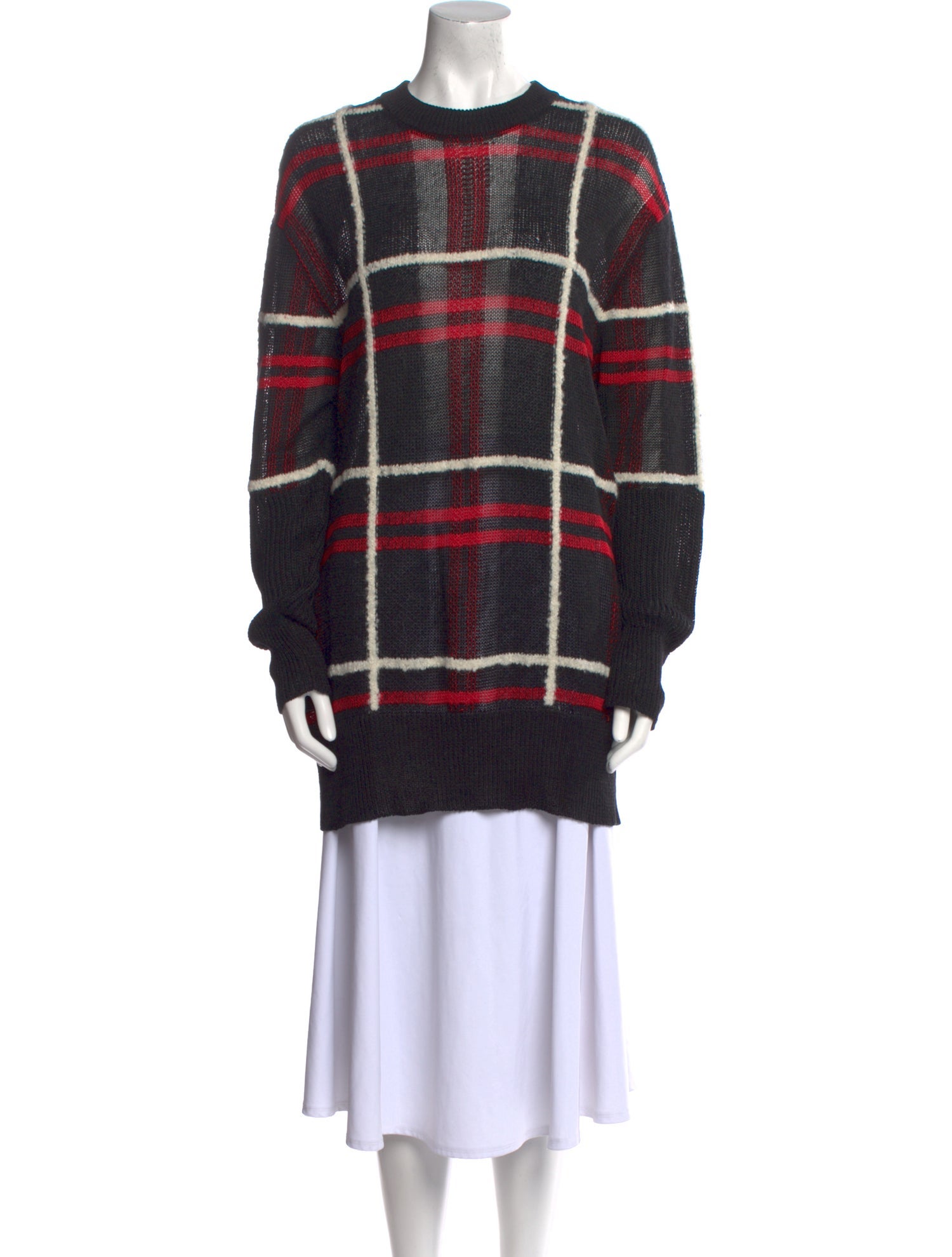 McQ Alexander McQueen Linen Plaid Print Sweater