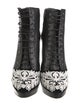 McQ Alexander McQueen Leather Floral Print Lace-Up Boots