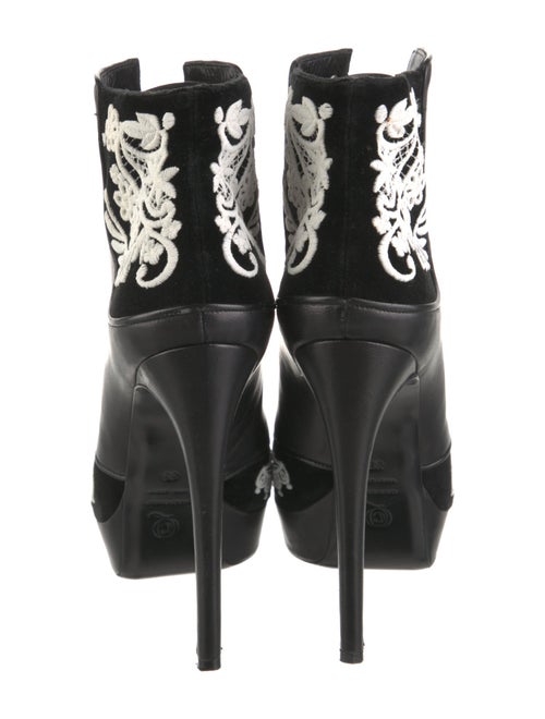 McQ Alexander McQueen Leather Floral Print Lace-Up Boots