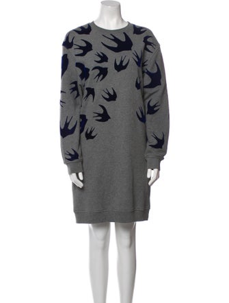 McQ Swallow Graphic Print Mini Dress