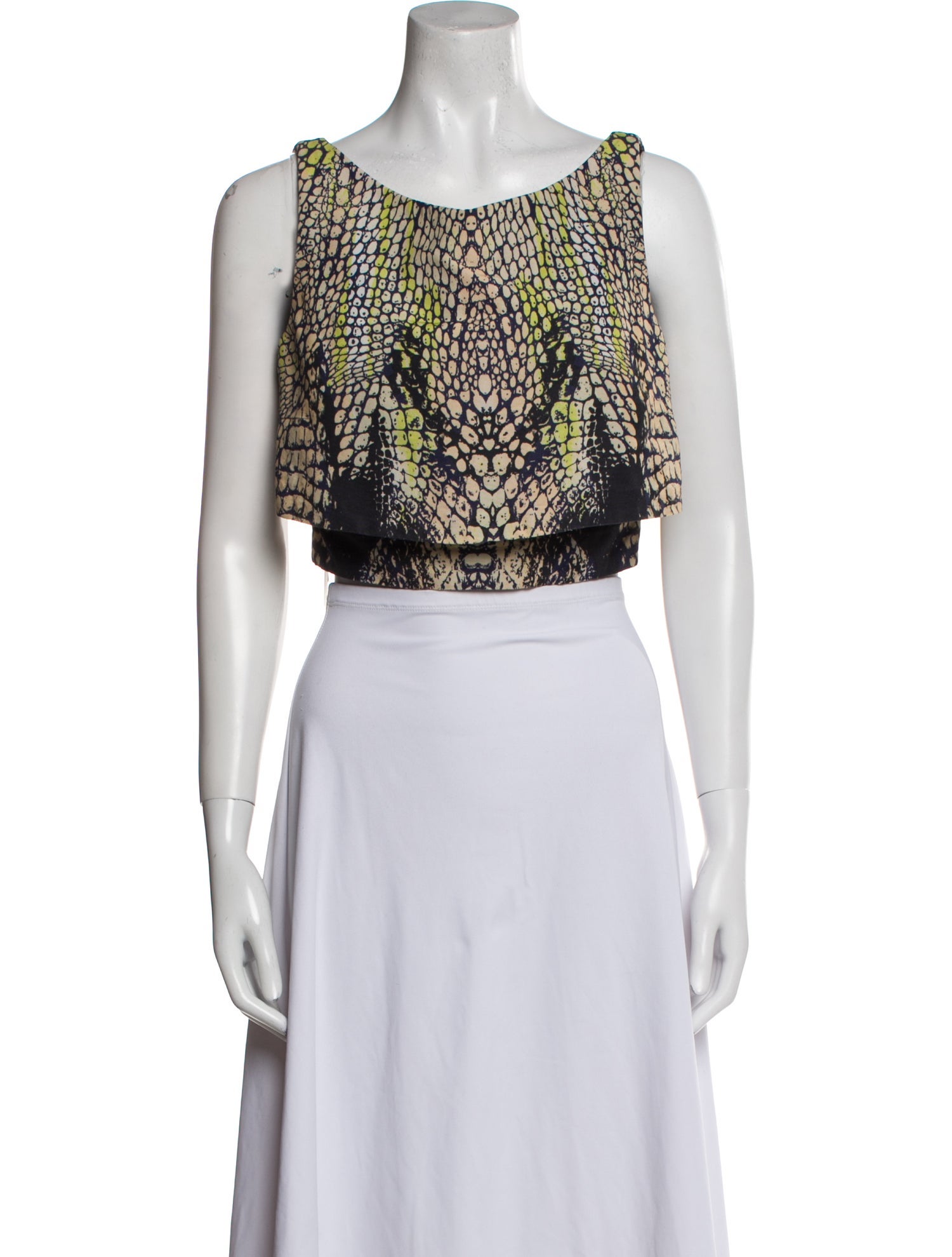 McQ Alexander McQueen Printed Scoop Neck Crop Top
