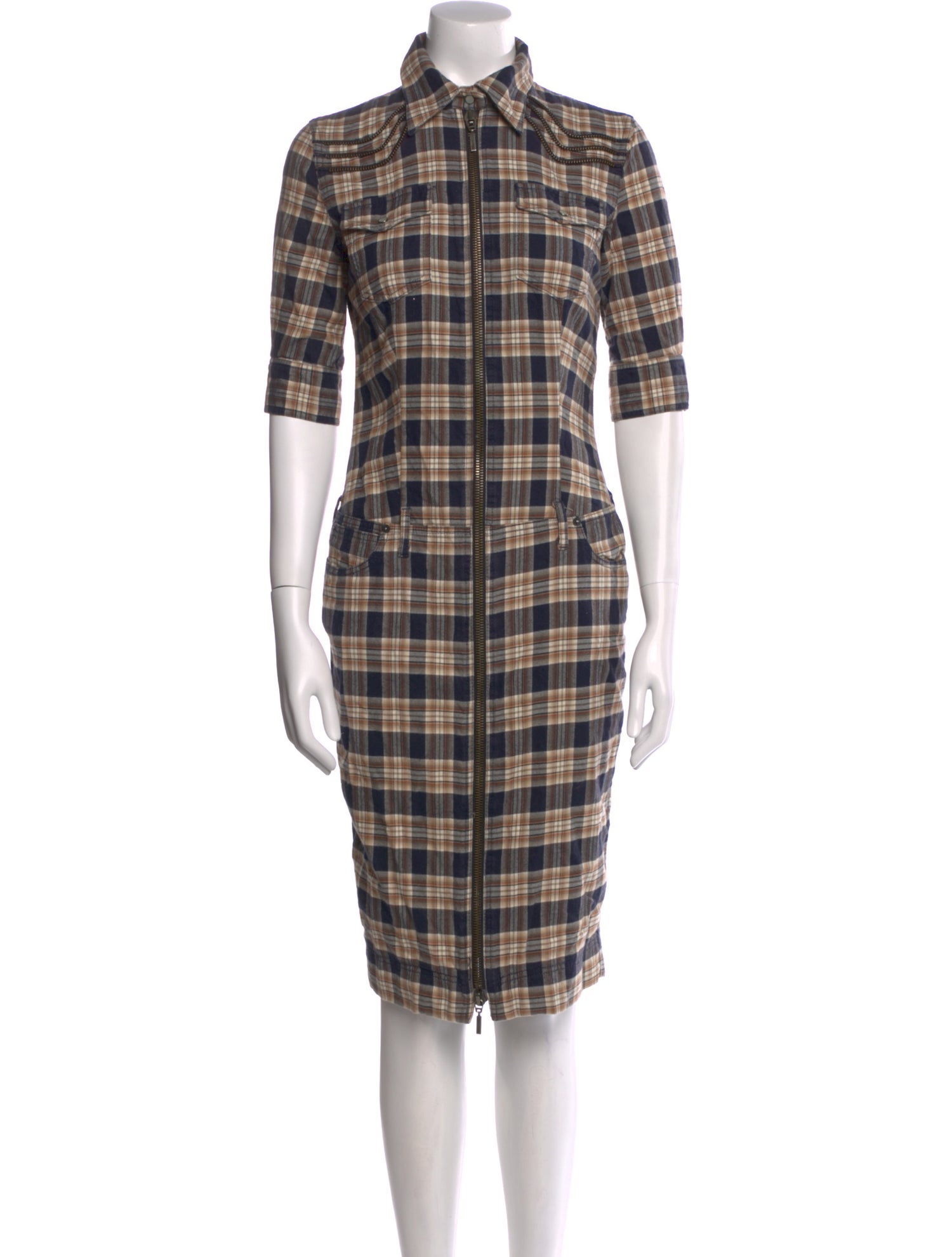 McQ Alexander McQueen Plaid Print Knee-Length Dress