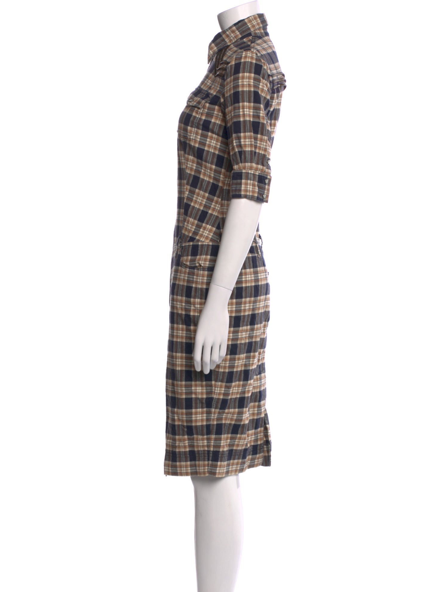 McQ Alexander McQueen Plaid Print Knee-Length Dress