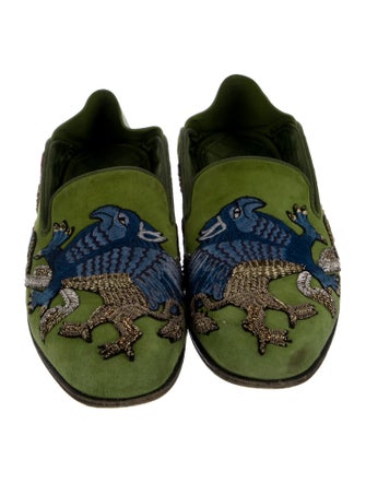 Alexander McQueen Suede Floral Print Loafers