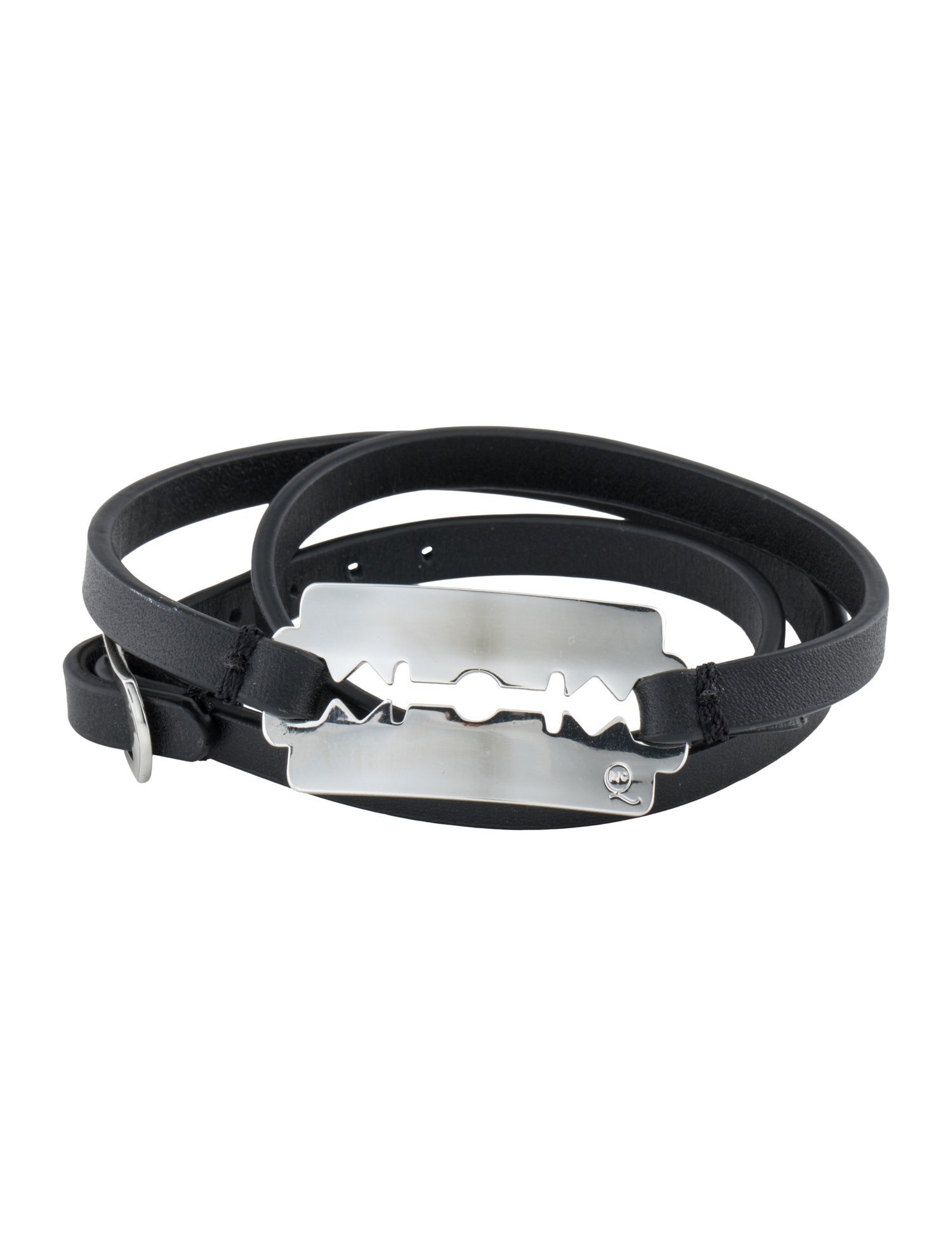 McQ Alexander McQueen Leather Razor Blade Triple Wrap Bracelet