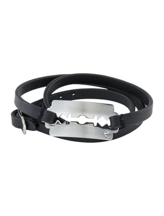McQ Alexander McQueen Leather Razor Blade Triple Wrap Bracelet