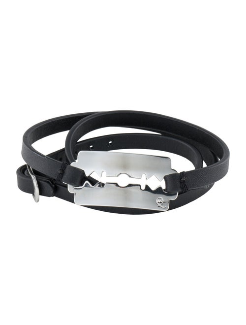 McQ Alexander McQueen Leather Razor Blade Triple Wrap Bracelet