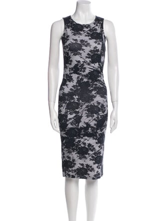 McQ Alexander McQueen Floral Print Midi Length Dress