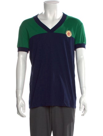 McQ Alexander McQueen Colorblock Pattern V-Neck T-Shirt