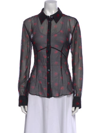 McQ Alexander McQueen Silk Printed Button-Up Top