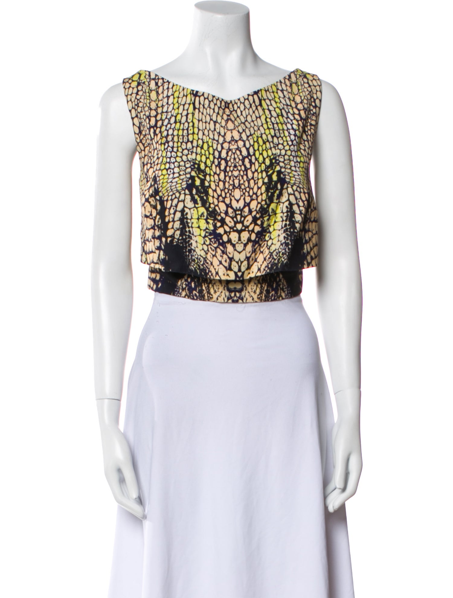 McQ Alexander McQueen Animal Print Scoop Neck Crop Top