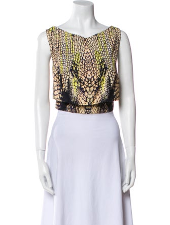 McQ Alexander McQueen Animal Print Scoop Neck Crop Top