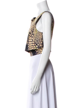 McQ Alexander McQueen Animal Print Scoop Neck Crop Top