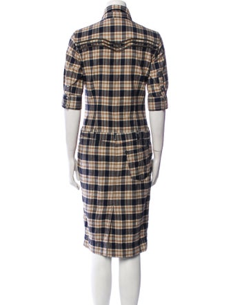 McQ Alexander McQueen Plaid Print Midi Length Dress