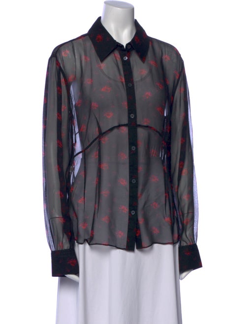 McQ Alexander McQueen Printed Long Sleeve Button-Up Top