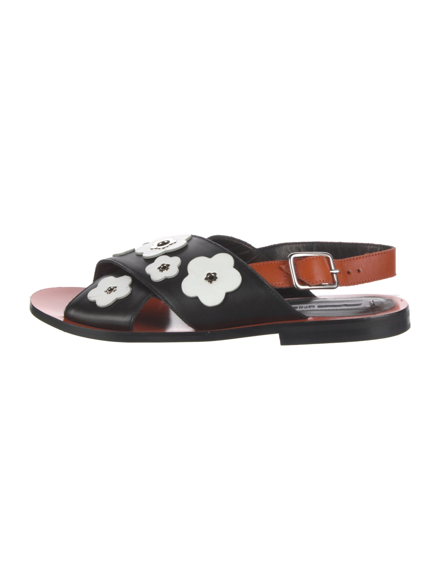 McQ Alexander McQueen Leather Floral Print Slides