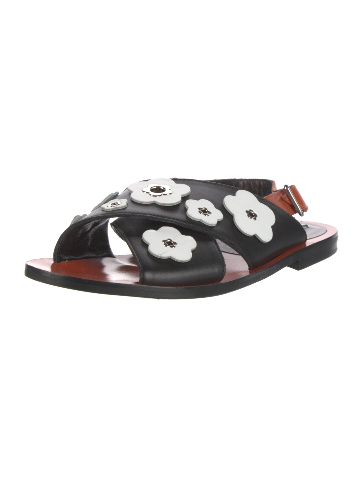 McQ Alexander McQueen Leather Floral Print Slides