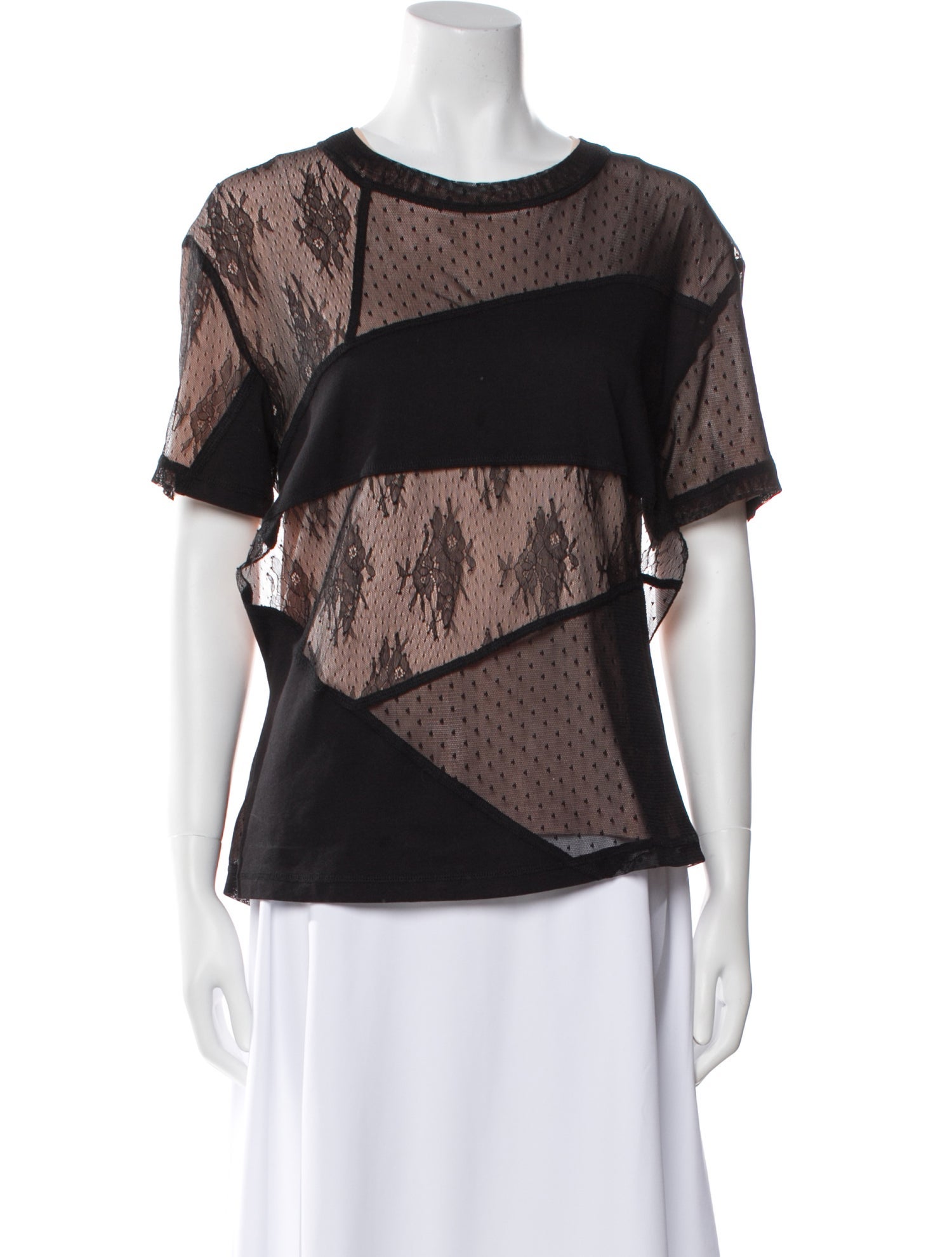 McQ Alexander McQueen Bateau Neckline Short Sleeve Blouse