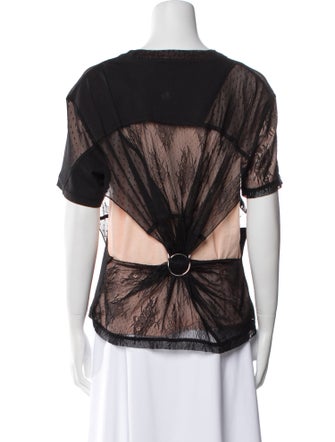 McQ Alexander McQueen Bateau Neckline Short Sleeve Blouse