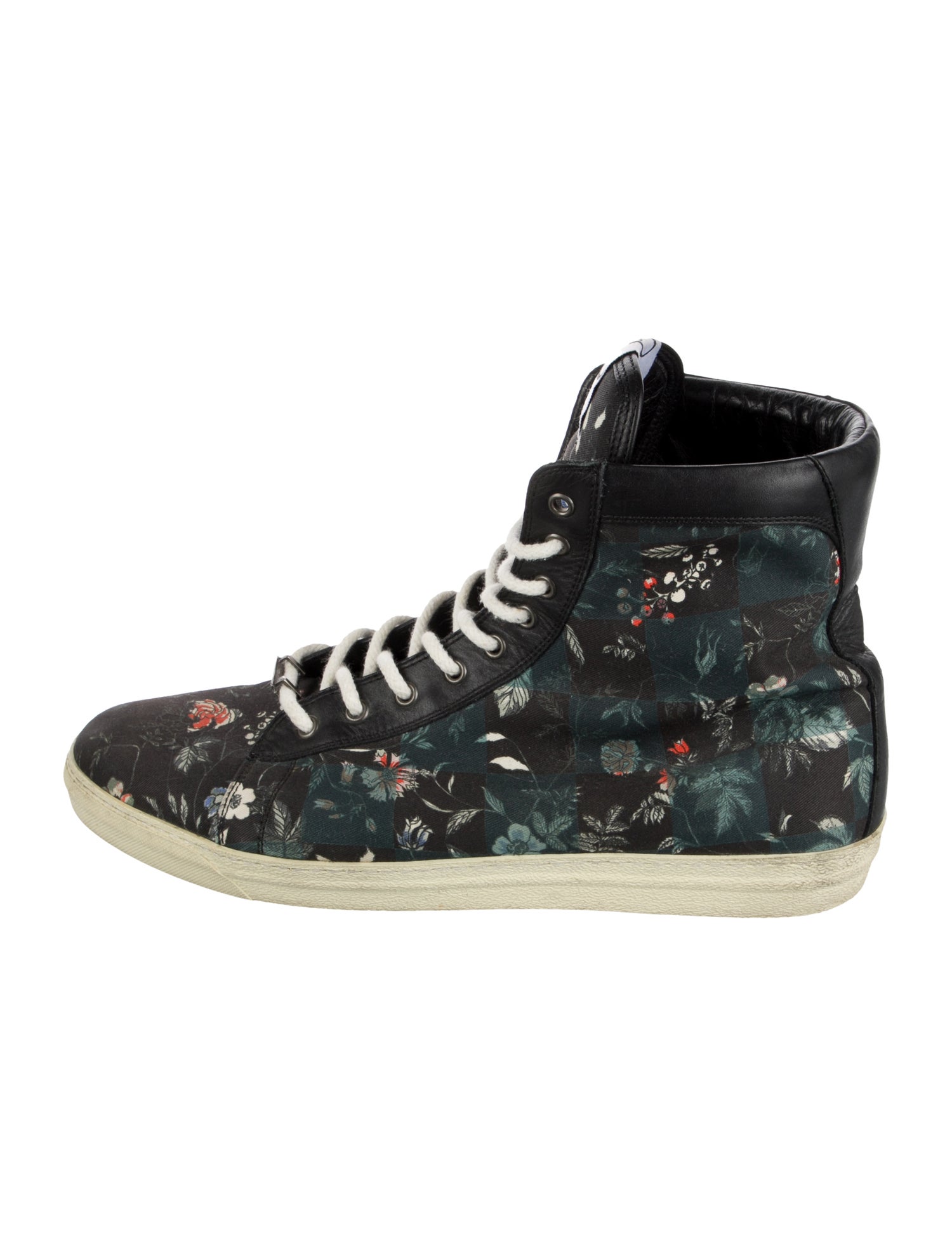 McQ Alexander McQueen Floral Print Leather Trim Embellishment Sneakers