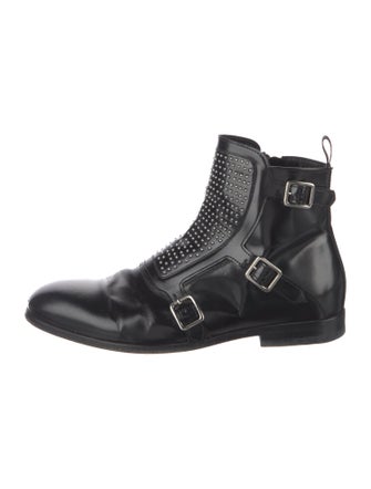 McQ Alexander McQueen Leather Studded Accents Boots