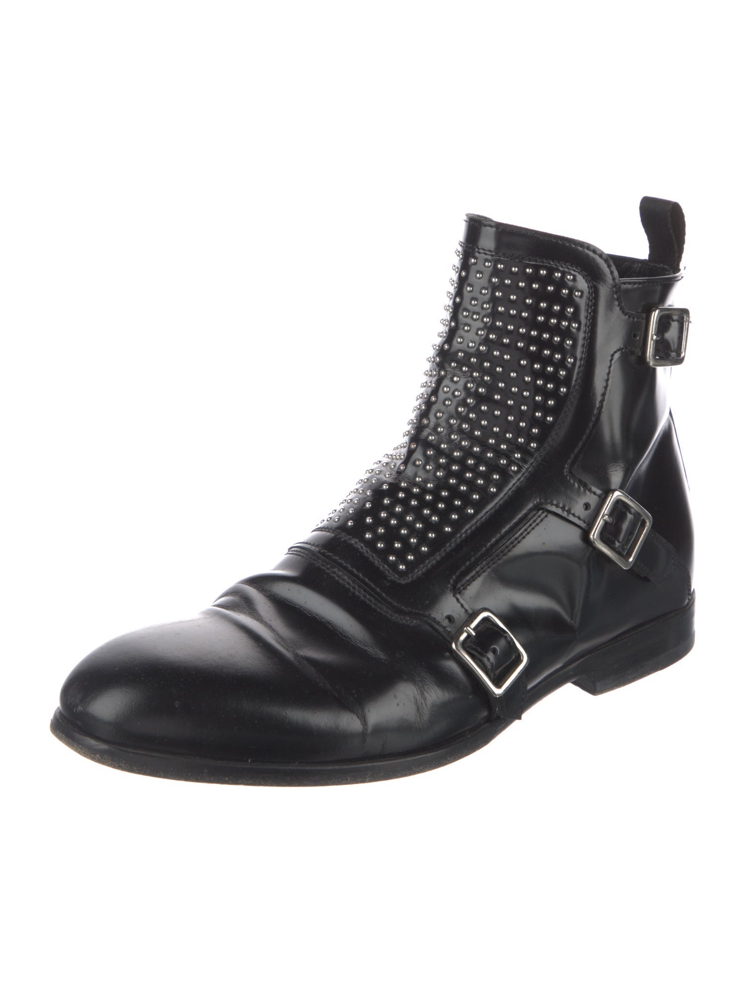 McQ Alexander McQueen Leather Studded Accents Boots
