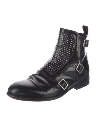 McQ Alexander McQueen Leather Studded Accents Boots